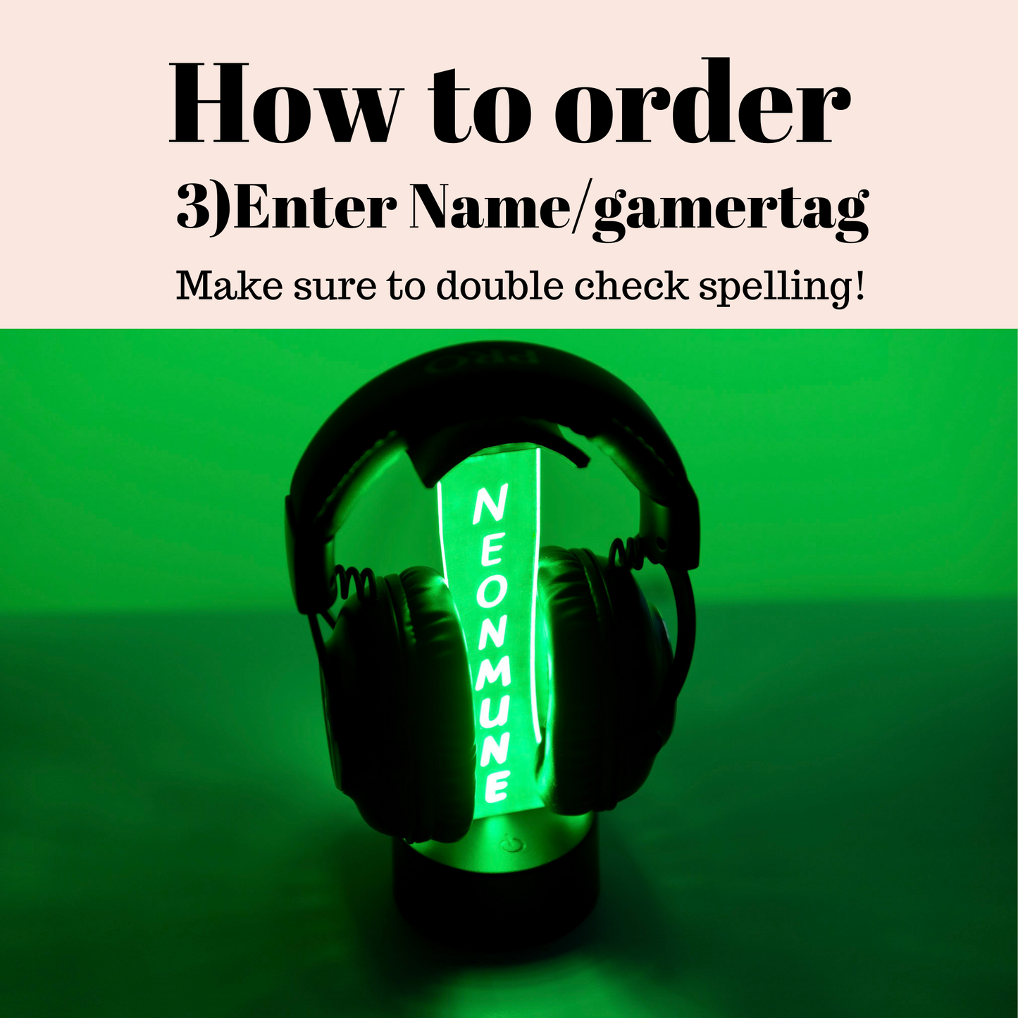 Gamertag Headphone Holder Light