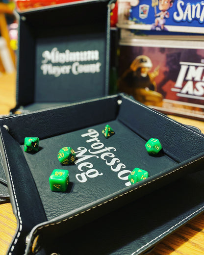 Personalized Dice Tray - Black and Silver