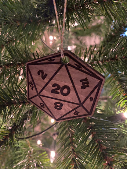 D20 Polyhedral dice ornament
